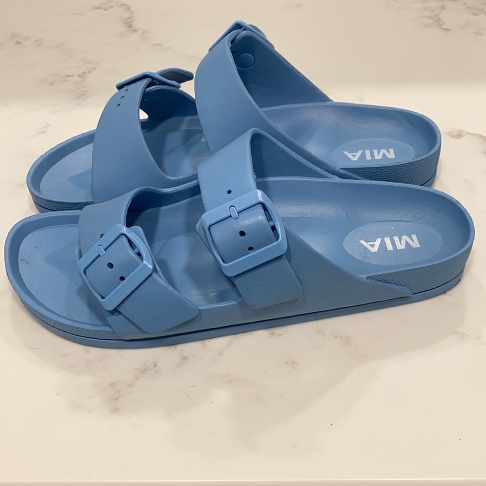 Double band slides blue size 9 Mia brand worn once - Picture 3 of 3